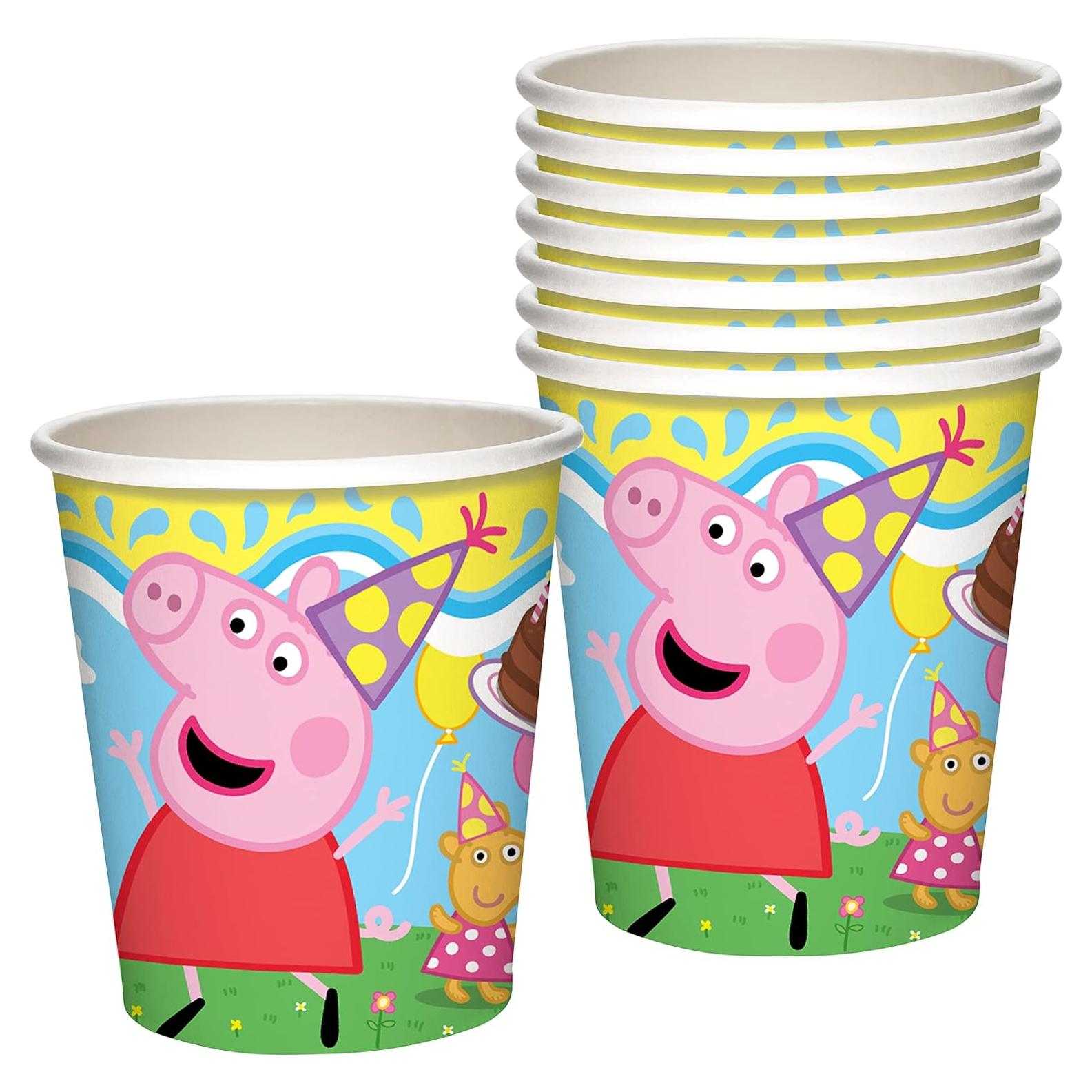 Tazas de papel Peppa Pig 9oz - 8 unidades desechables
