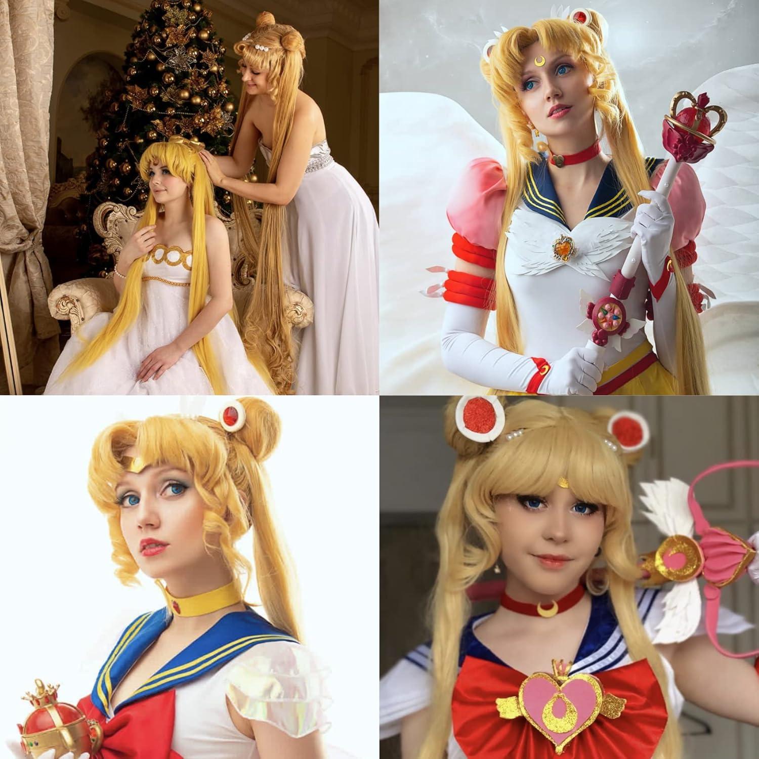 Peluca de Cosplay Sailor Moon Ebingoo Rubia con Coletas
