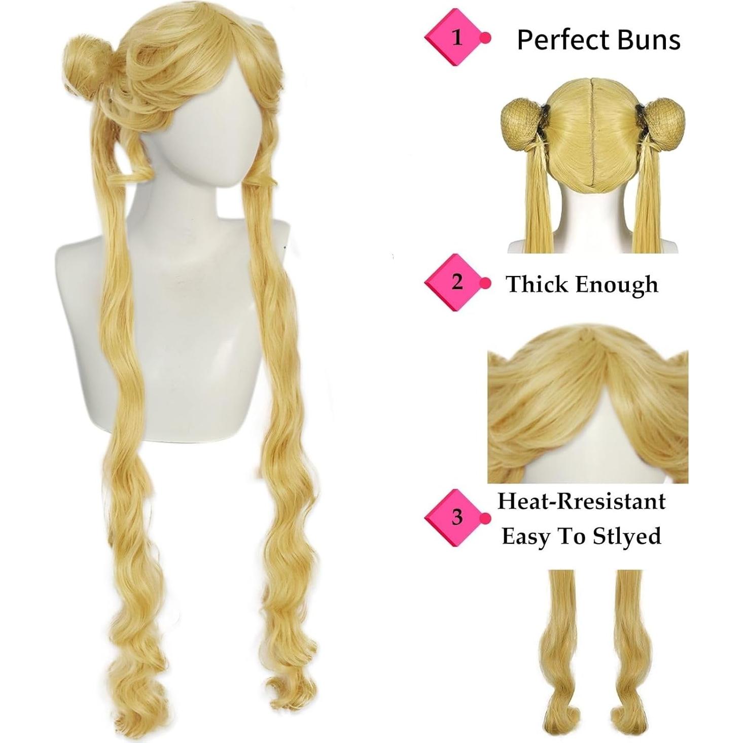 Peluca de Cosplay Sailor Moon Ebingoo Rubia con Coletas