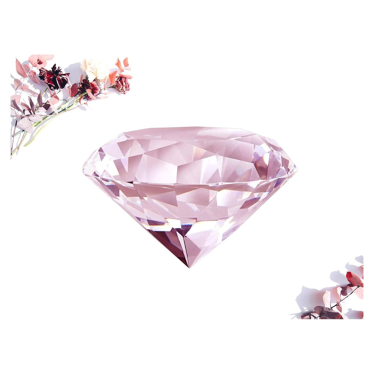 Cristal de Vidrio en Forma de Diamante Rosa Claro CLICK2GO 100mm