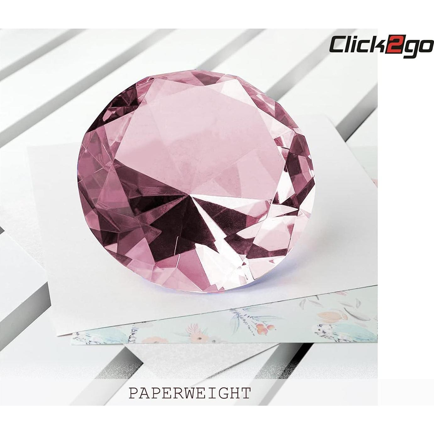 Cristal de Vidrio en Forma de Diamante Rosa Claro CLICK2GO 100mm