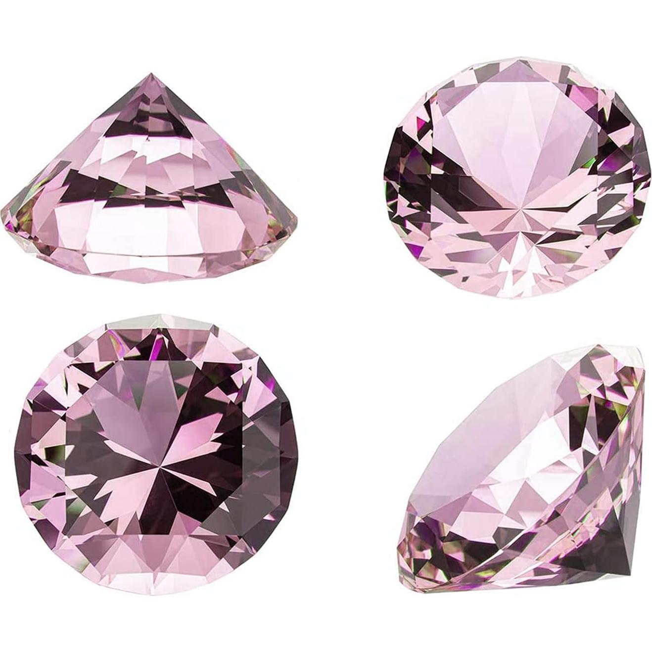 Cristal de Vidrio en Forma de Diamante Rosa Claro CLICK2GO 100mm