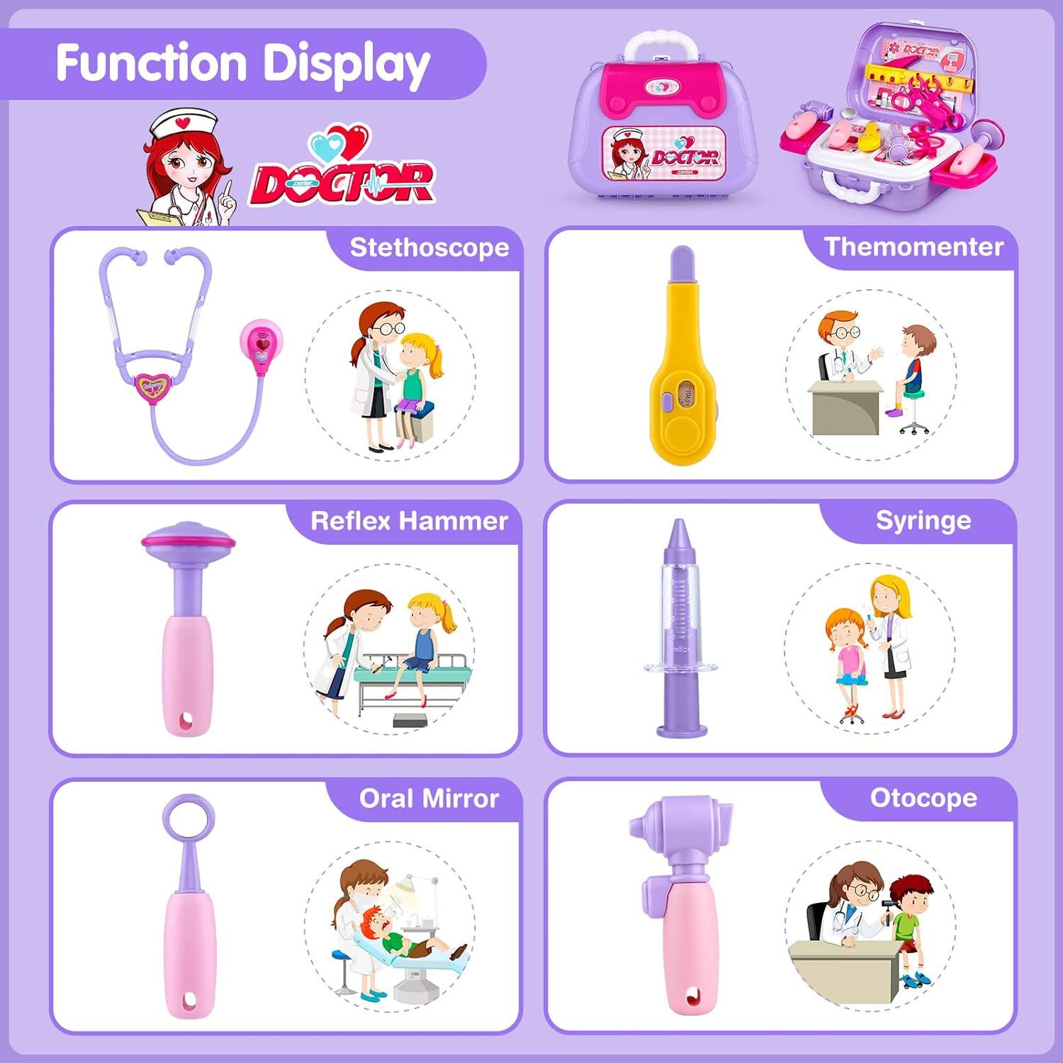 Kit de Doctor GIFTINBOX Morado 22 Piezas Juguete Médico