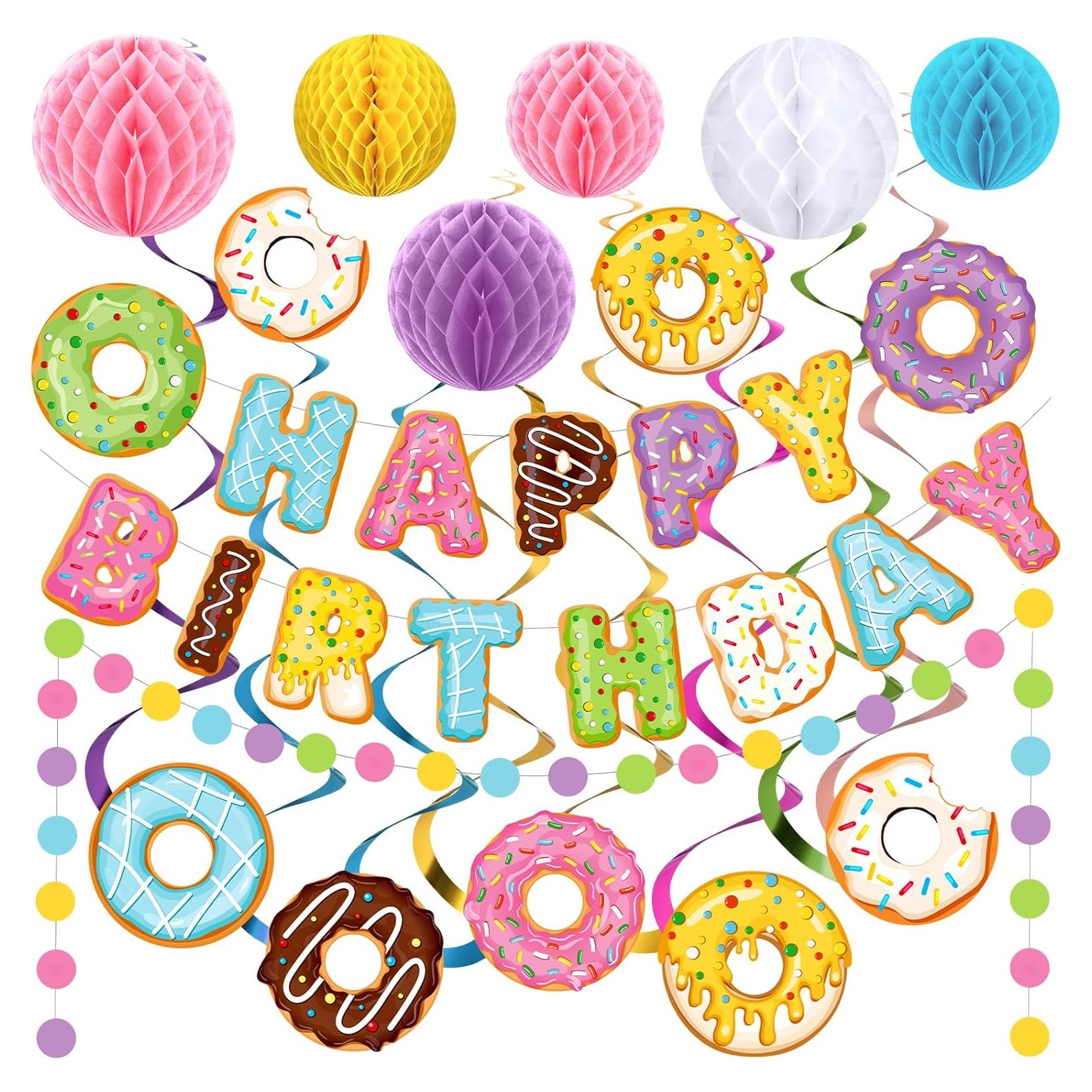 Decoraciones de Cumpleaños Donut Pasimy 34 Pcs Multicolor