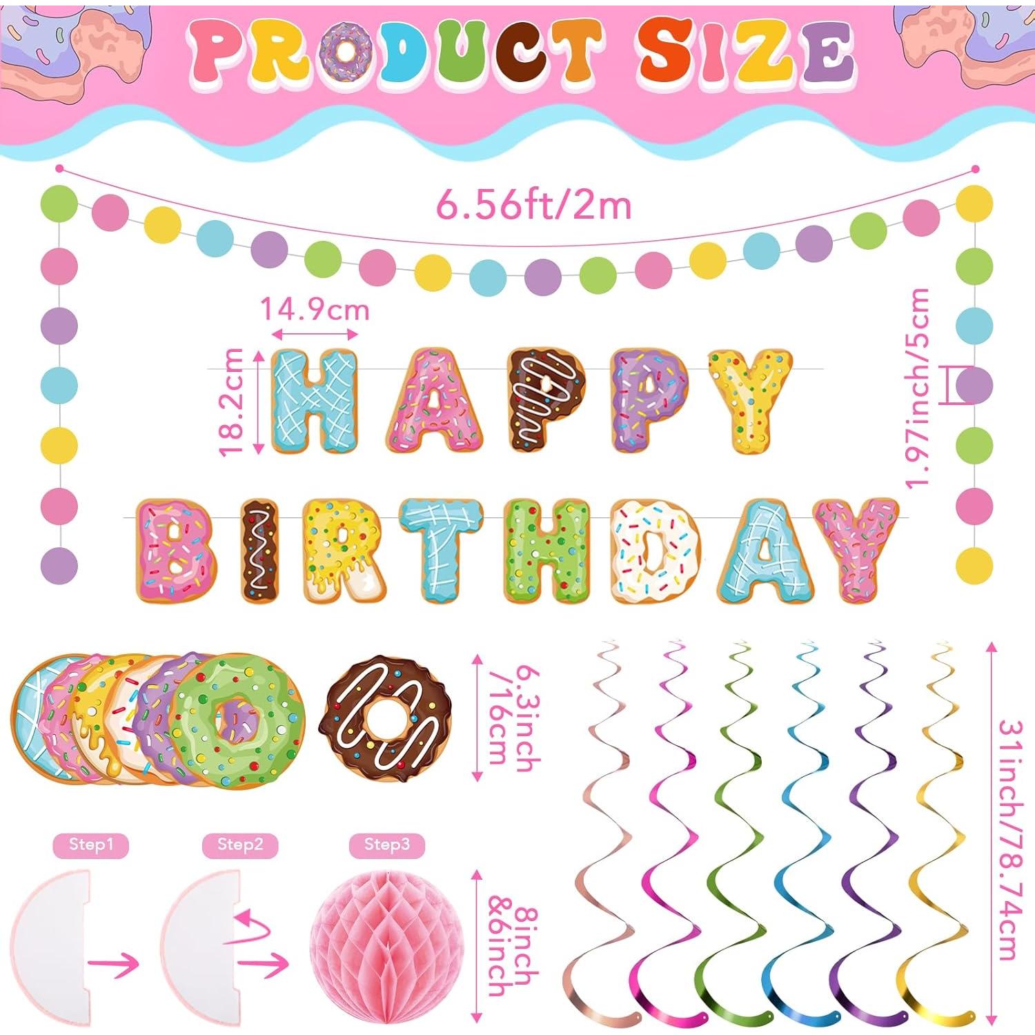 Decoraciones de Cumpleaños Donut Pasimy 34 Pcs Multicolor