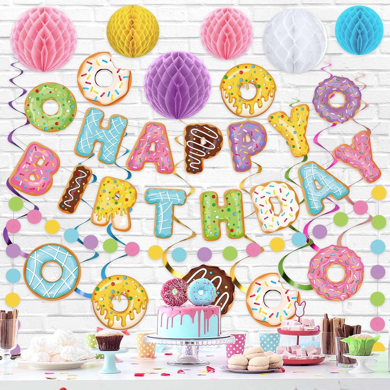 Decoraciones de Cumpleaños Donut Pasimy 34 Pcs Multicolor