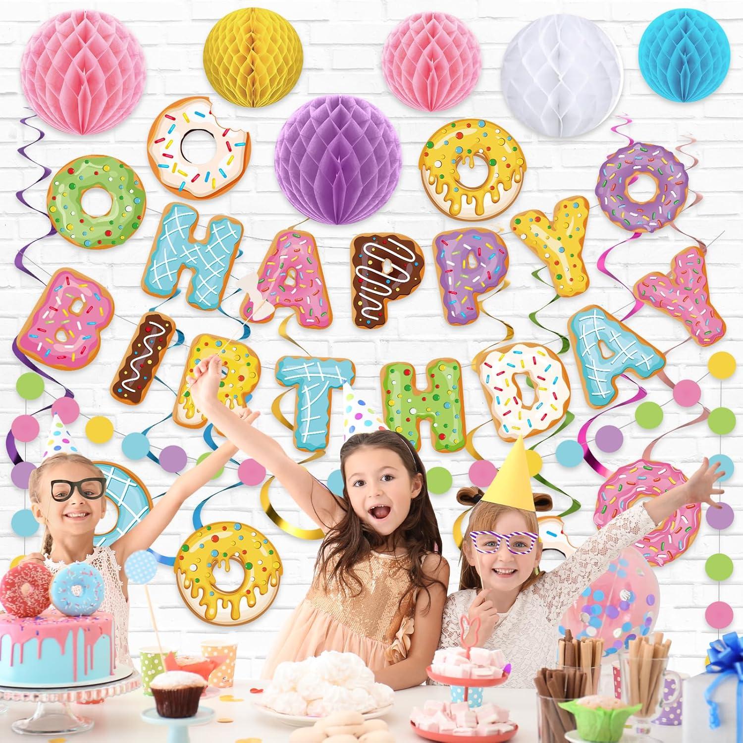 Decoraciones de Cumpleaños Donut Pasimy 34 Pcs Multicolor