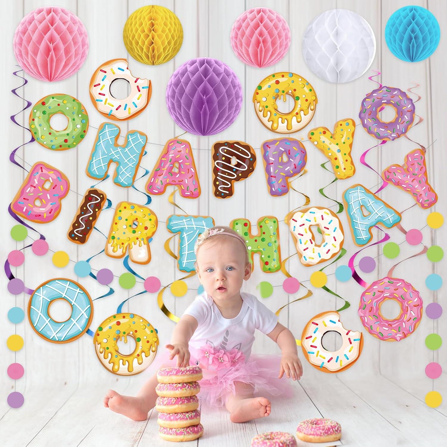 Decoraciones de Cumpleaños Donut Pasimy 34 Pcs Multicolor