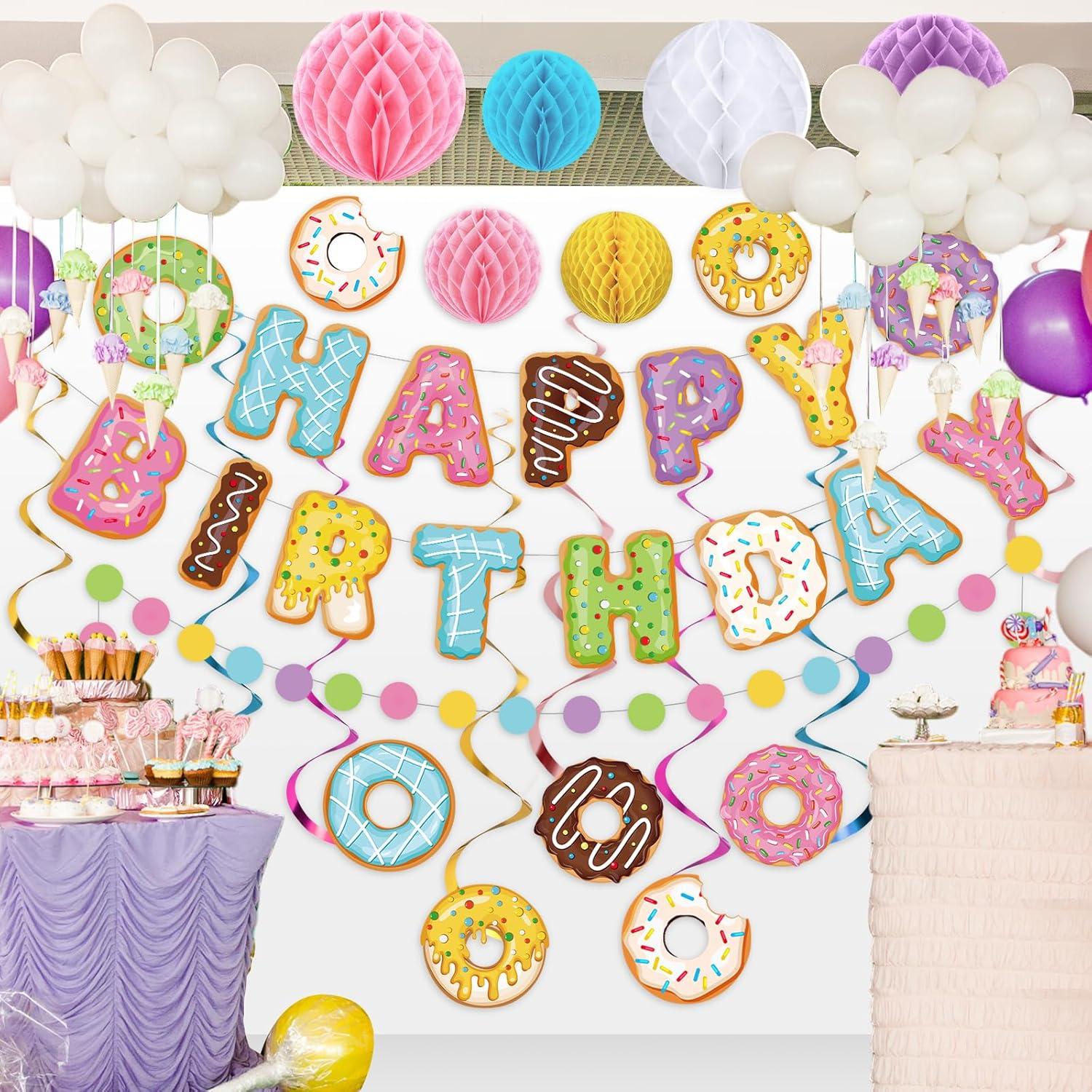 Decoraciones de Cumpleaños Donut Pasimy 34 Pcs Multicolor