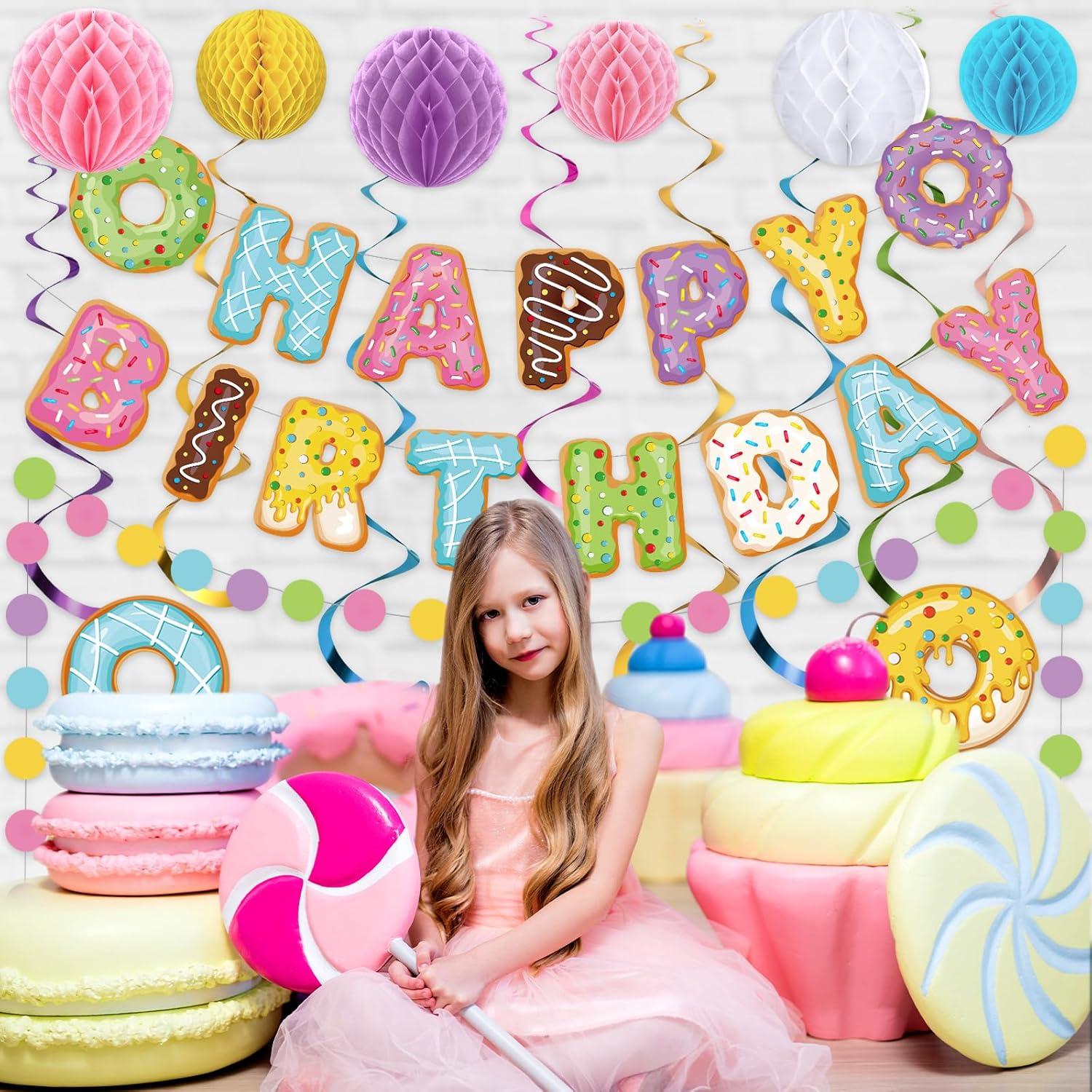 Decoraciones de Cumpleaños Donut Pasimy 34 Pcs Multicolor