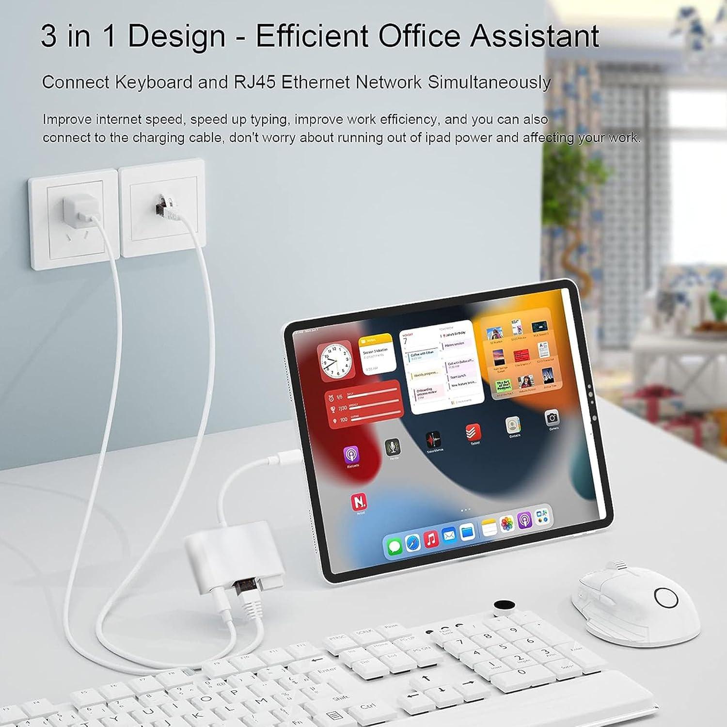 Adaptador Lightning a RJ45 Ethernet RICHUPON 3 en 1 USB