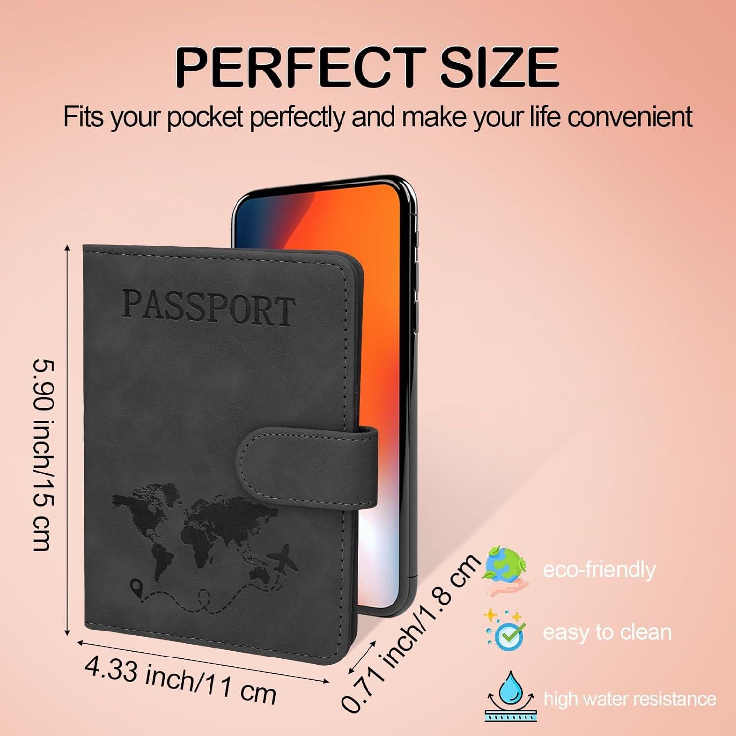 Soporte de Pasaporte y Tarjetas RFID Sovirose Negro