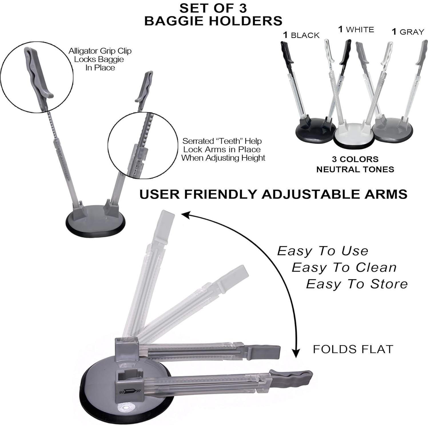 Soporte Ajustable para Bolsas de Plástico Baggy - 3 Piezas