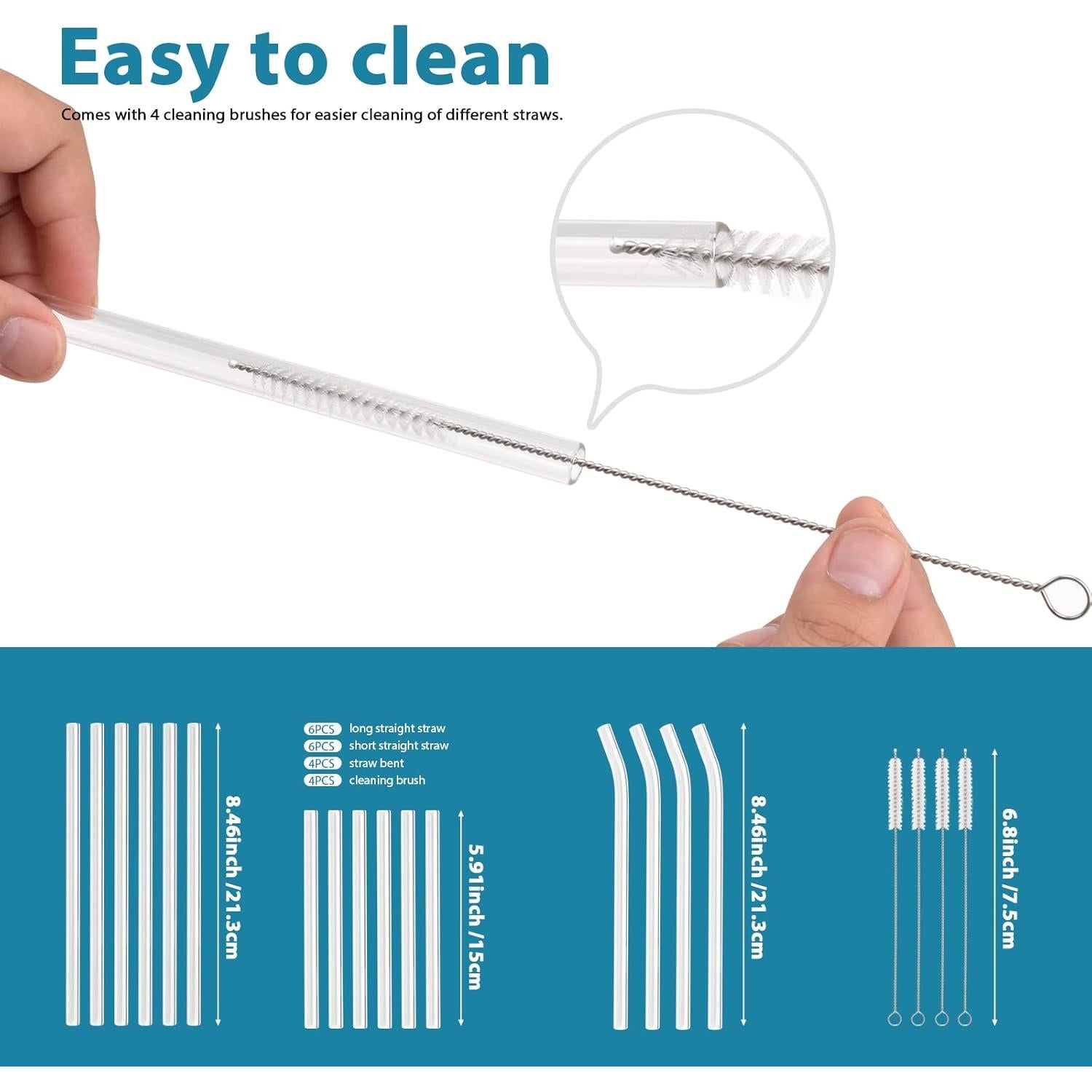 Paquete de 20 Pajitas de Vidrio Reutilizables Annvchi