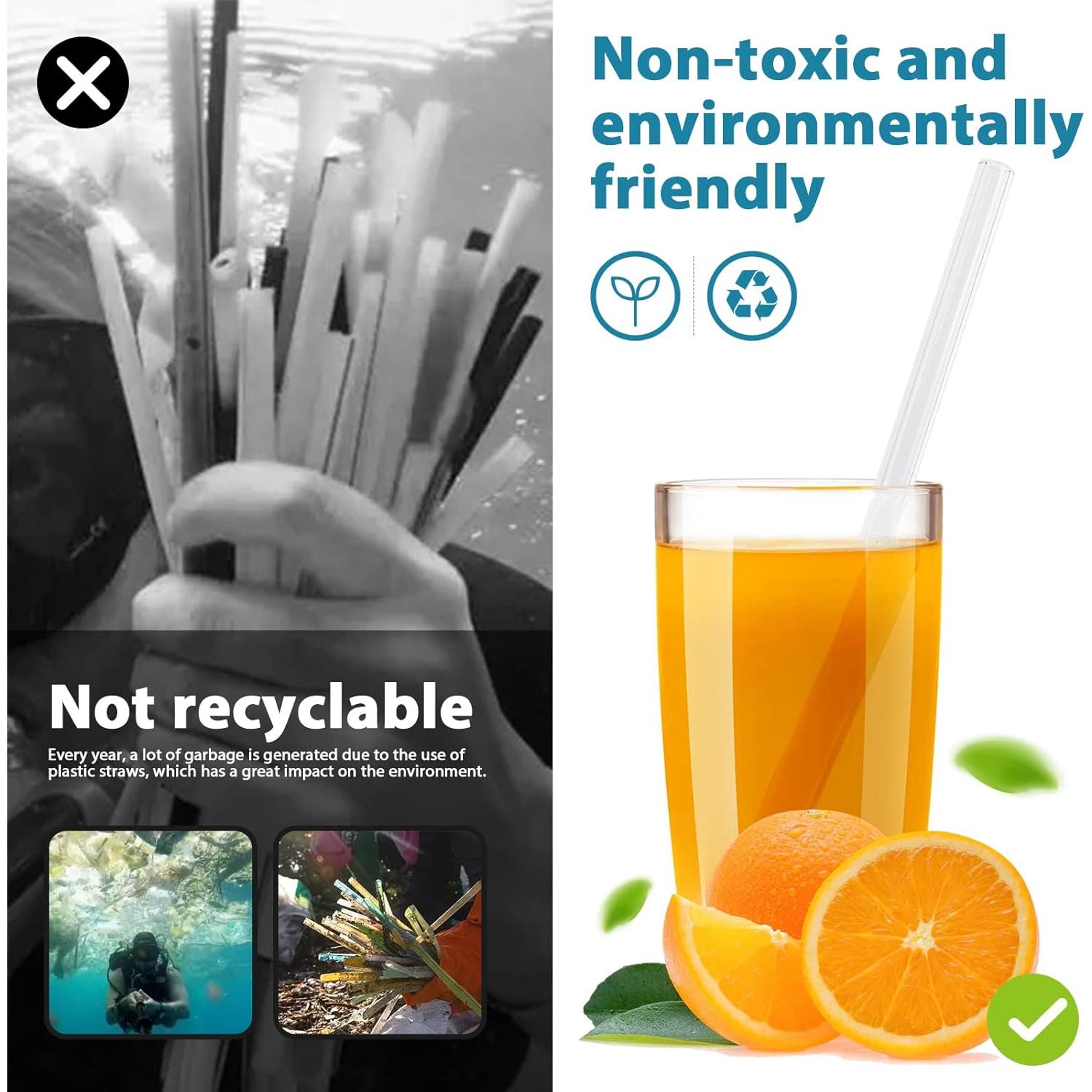 Paquete de 20 Pajitas de Vidrio Reutilizables Annvchi