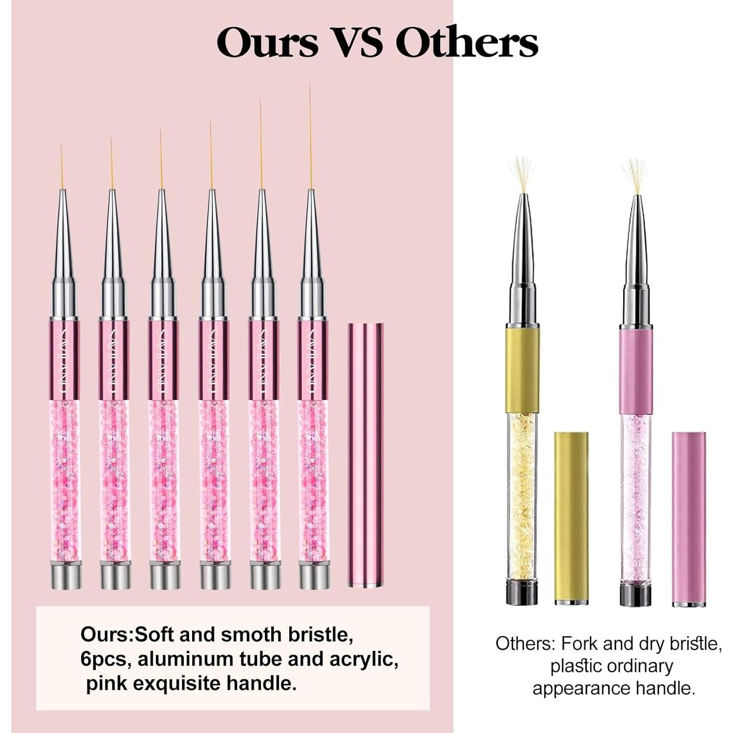 Set de 6 Pinceles para Arte de Uñas Saviland - Tamaños 7 a 23 mm