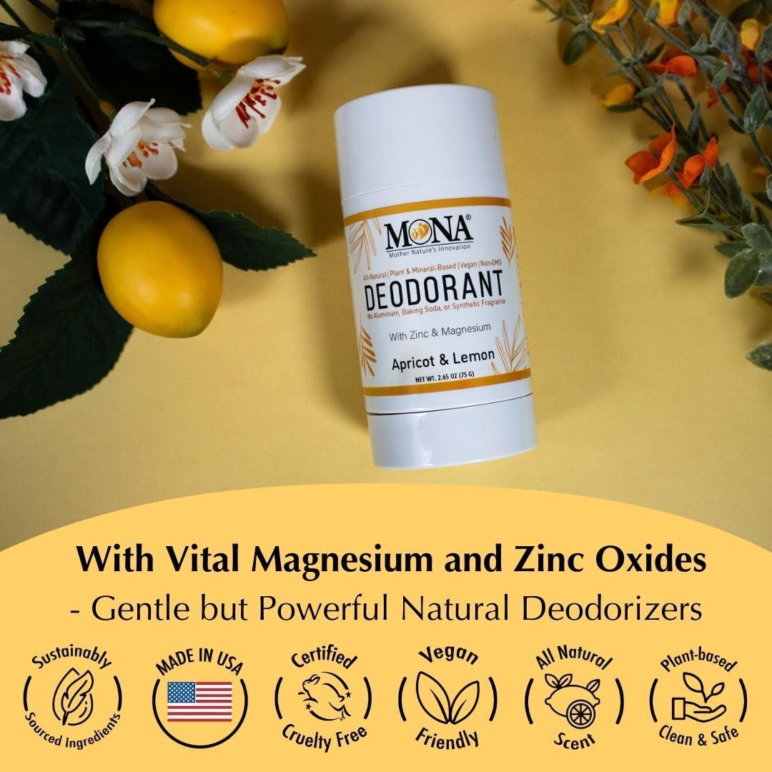 Desodorante Natural MONA BRANDS 75g Albaricoque Limón Sin Aluminio