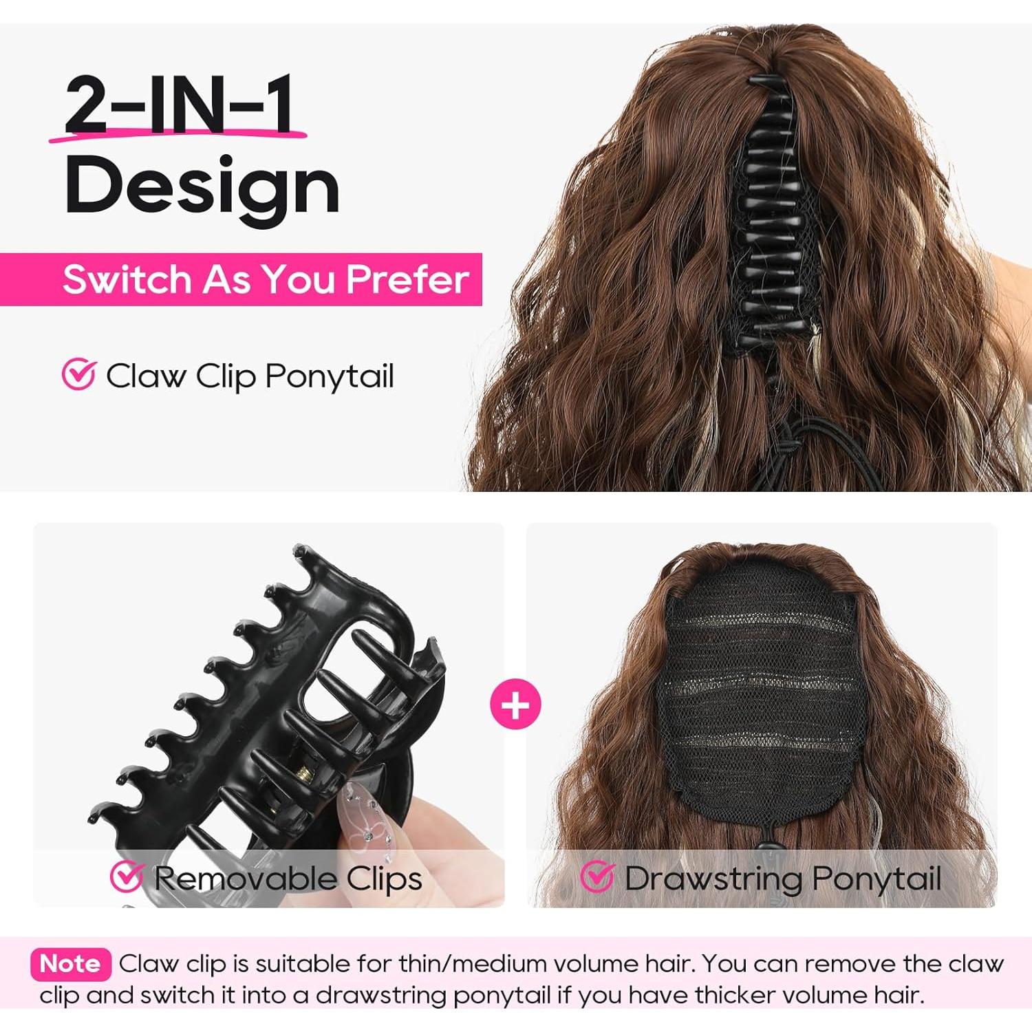 Extensión de Cola de Caballo Rizada REECHO 66 cm Marrón Negro