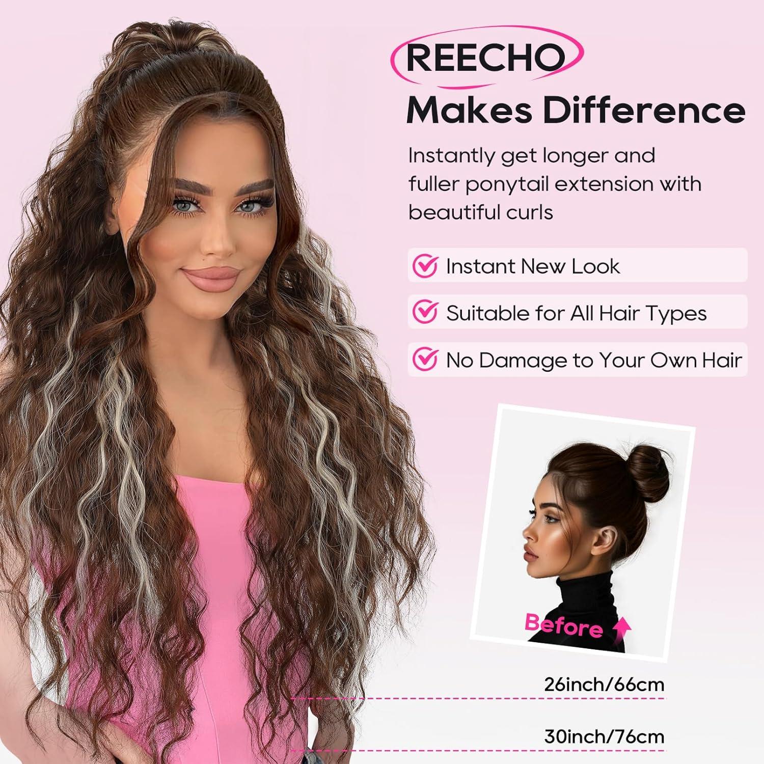 Extensión de Cola de Caballo Rizada REECHO 66 cm Marrón Negro