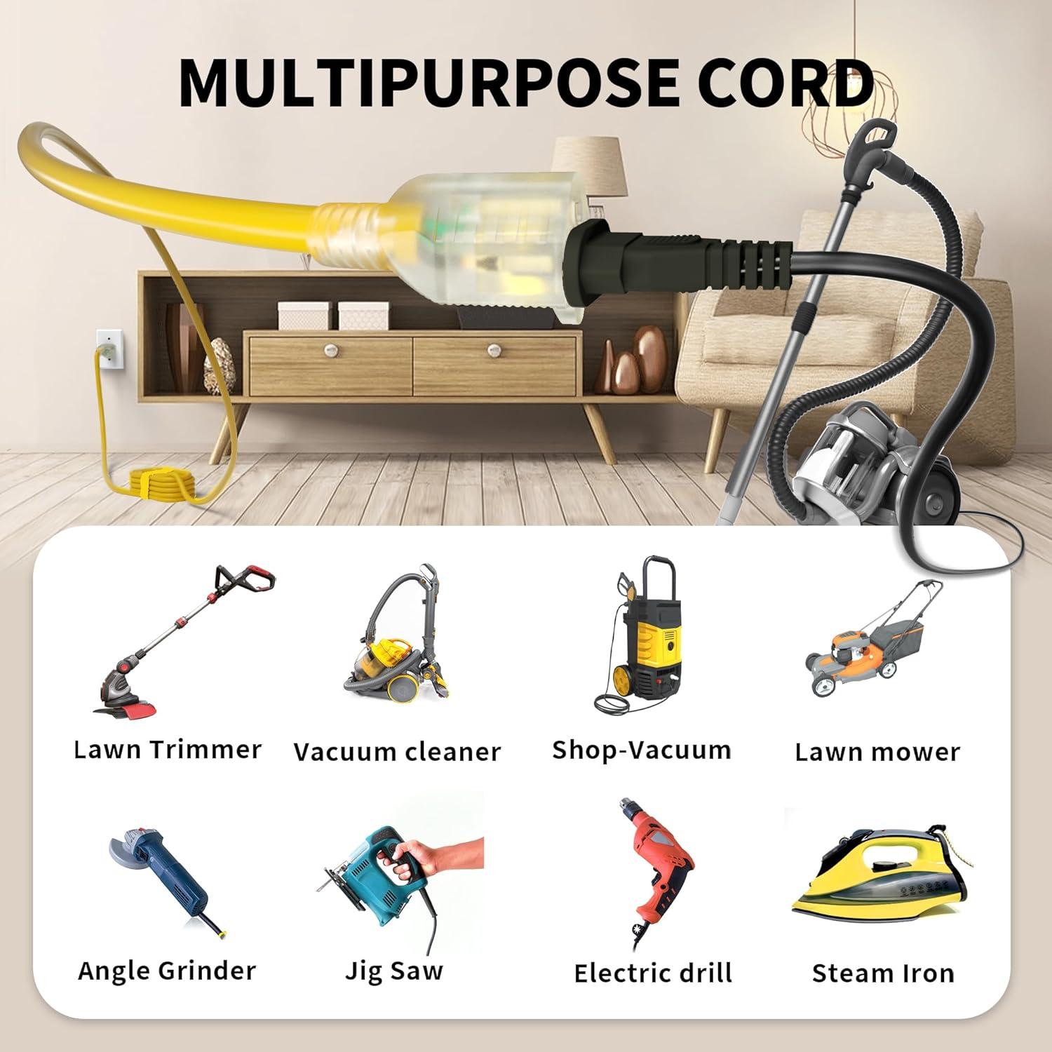 Cable de Extensión Exterior POWGRN 3 Pies 12AWG Impermeable