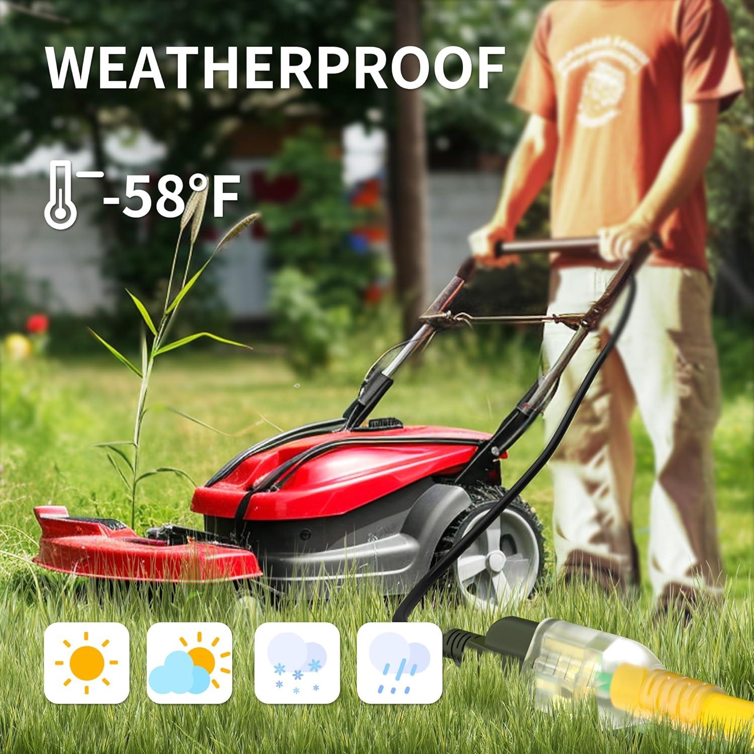 Cable de Extensión Exterior POWGRN 3 Pies 12AWG Impermeable