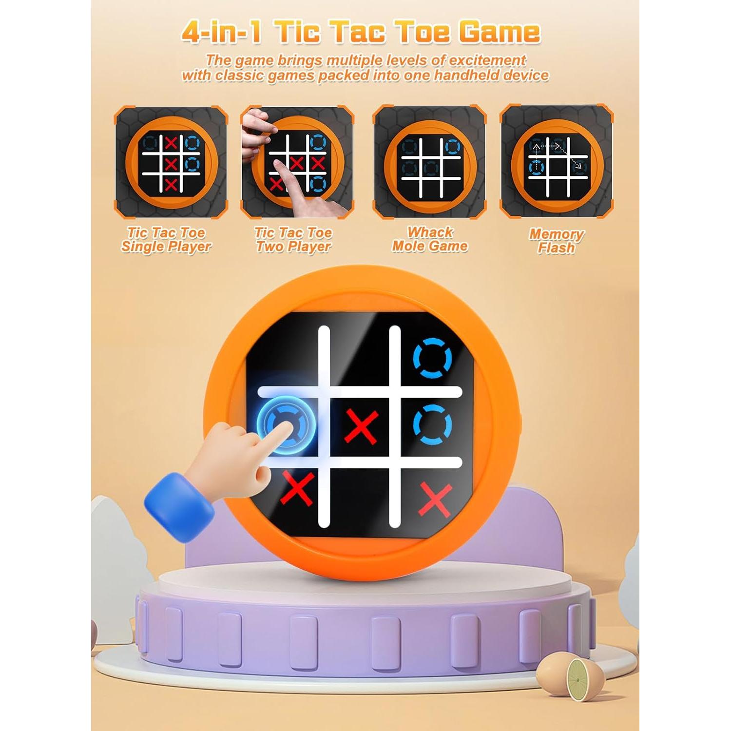 Dollox Juego Electrónico 4-en-1 Tic Tac Toe Naranja