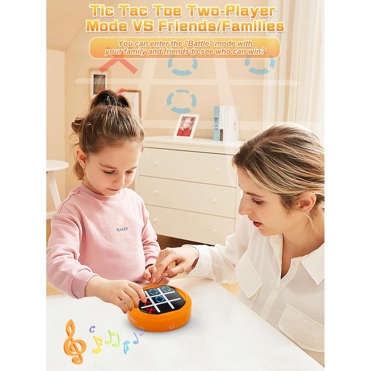 Dollox Juego Electrónico 4-en-1 Tic Tac Toe Naranja