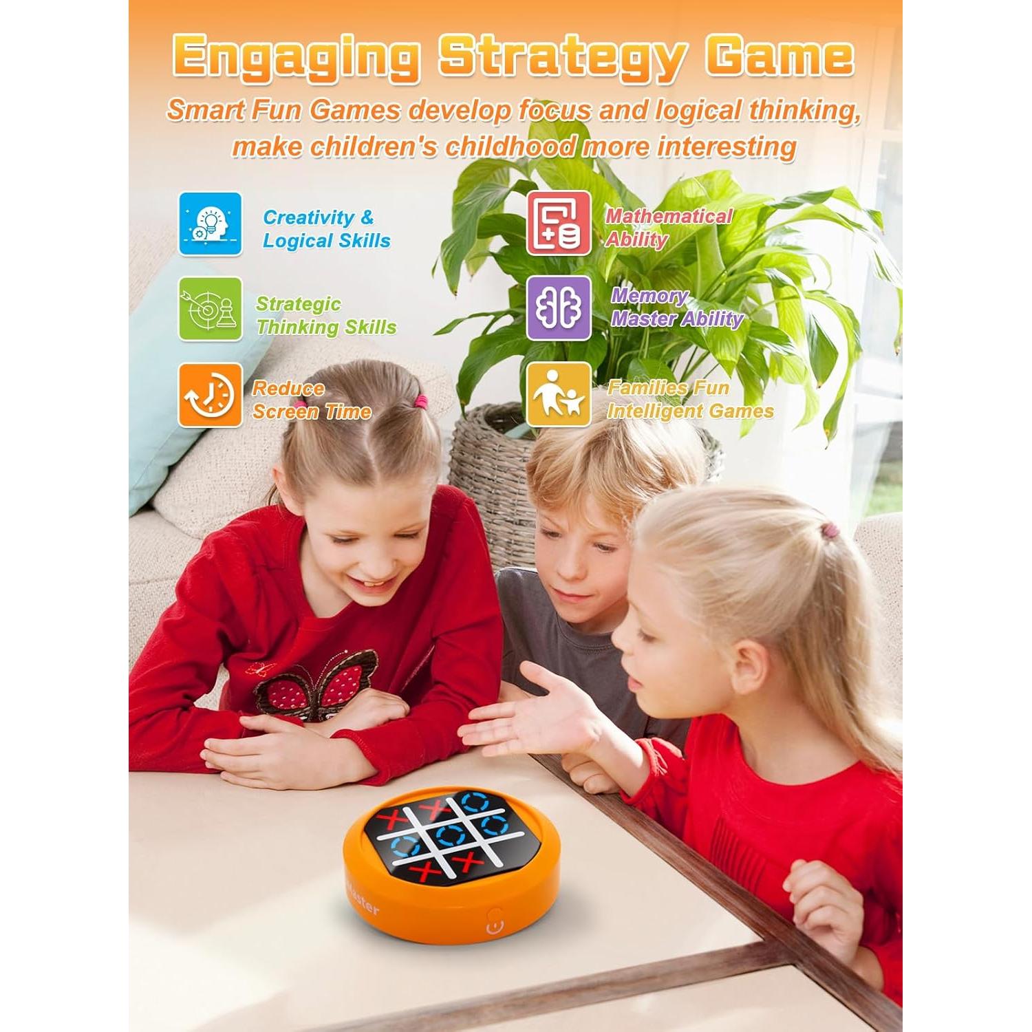 Dollox Juego Electrónico 4-en-1 Tic Tac Toe Naranja