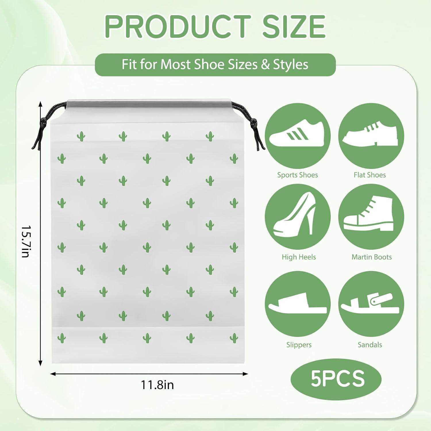 Bolsas para Zapatos de Viaje Cactus - 5 Piezas Impermeables 40x30cm