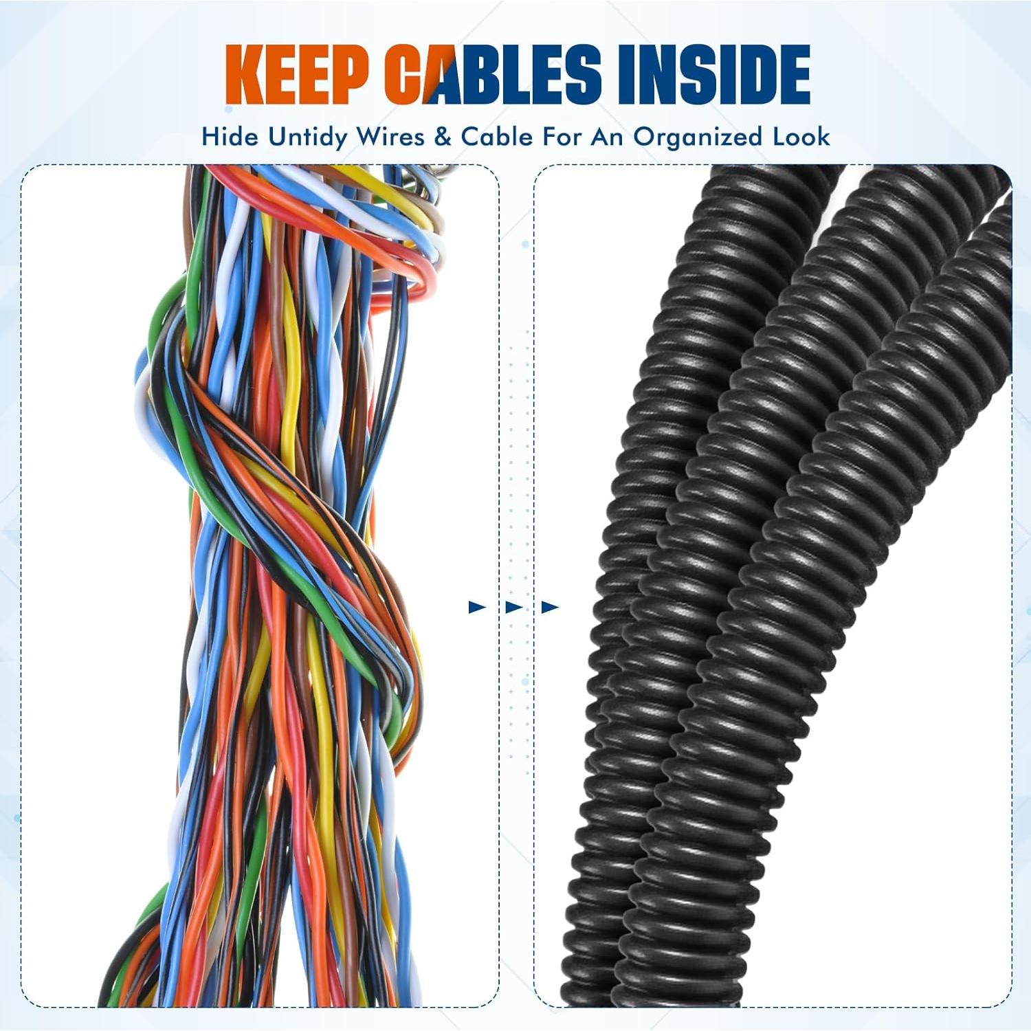 Tubo de Loom de Cable Dividido Sasylvia 0.13 m x 91.44 m Negro