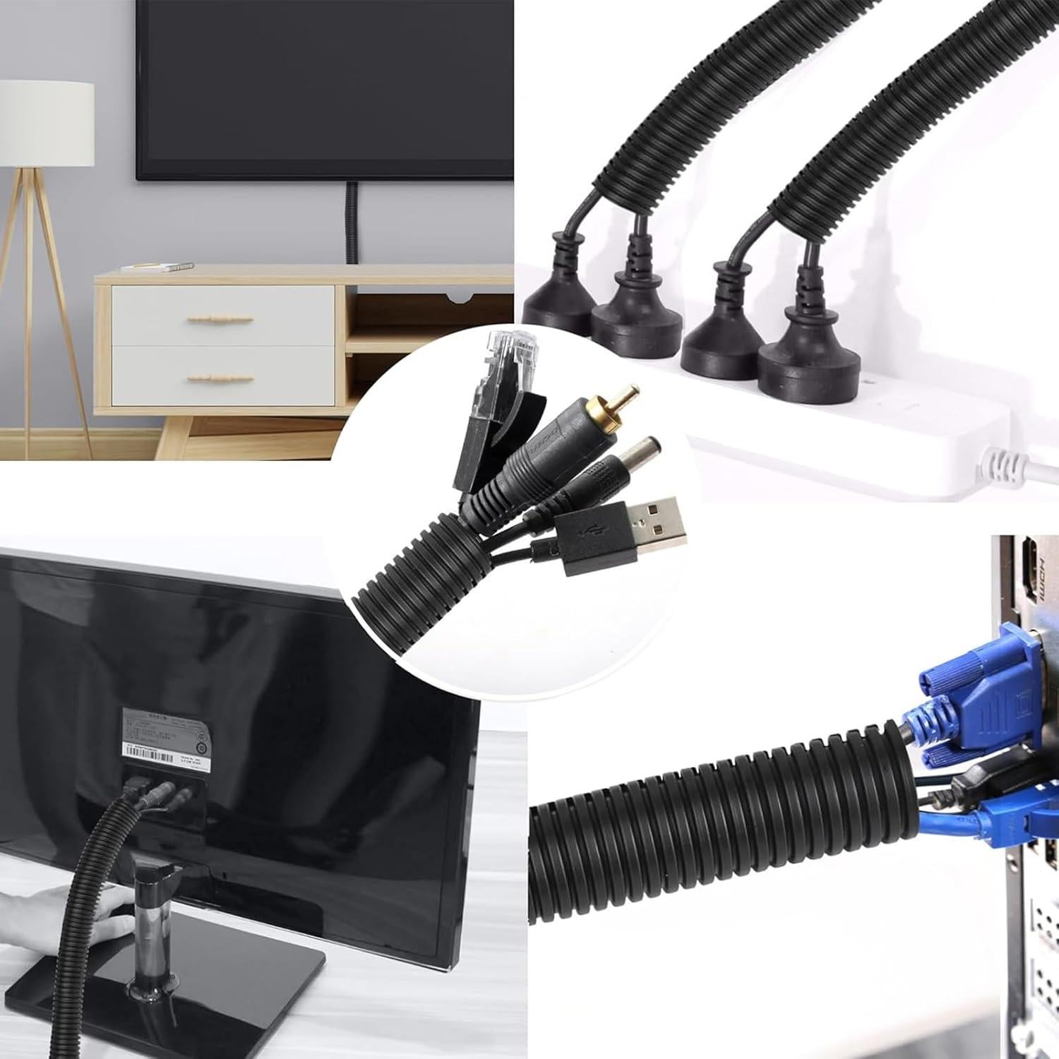 Tubo de Loom de Cable Dividido Sasylvia 0.13 m x 91.44 m Negro