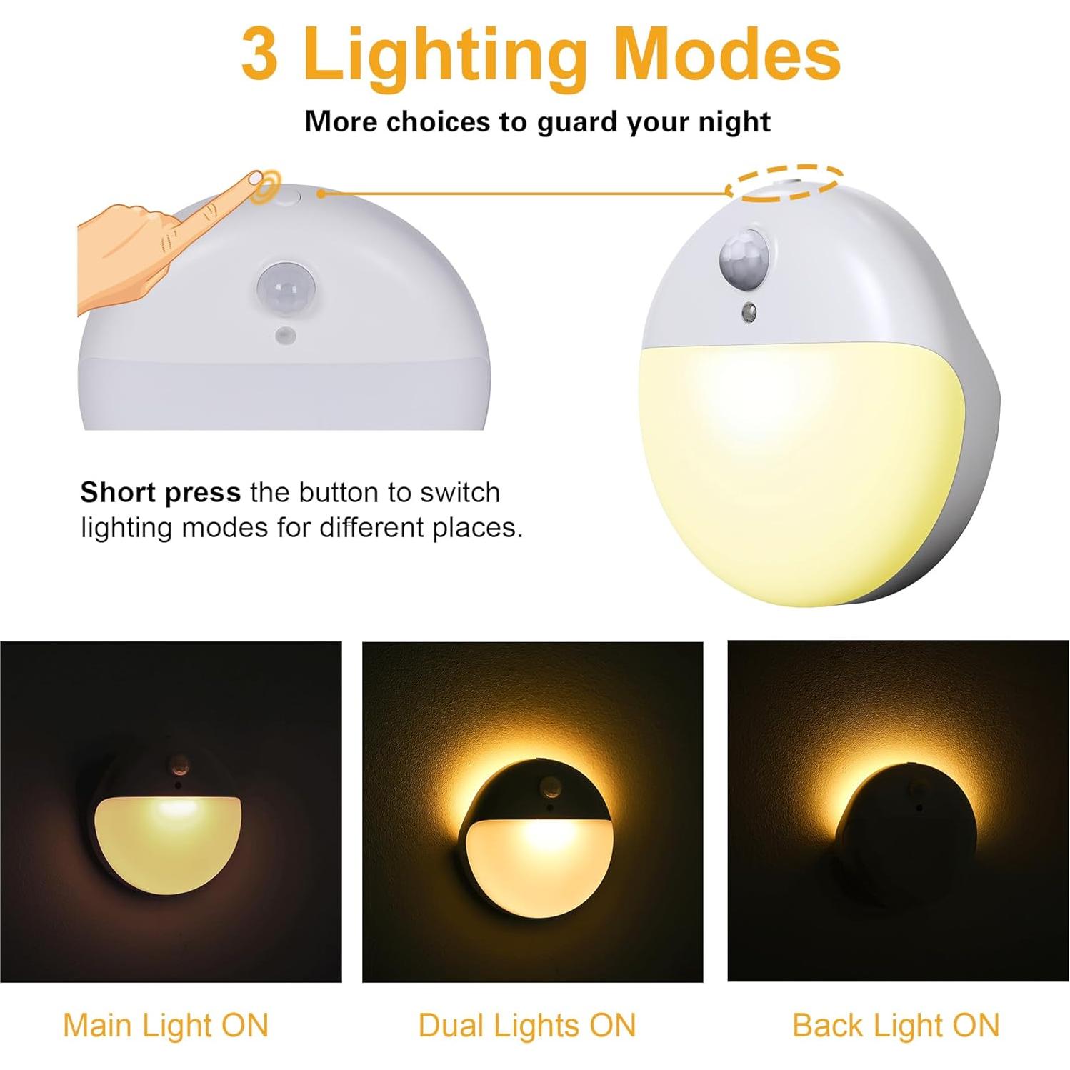 Luces Nocturnas LED YUNLEX con Sensor de Movimiento - 3 Modos