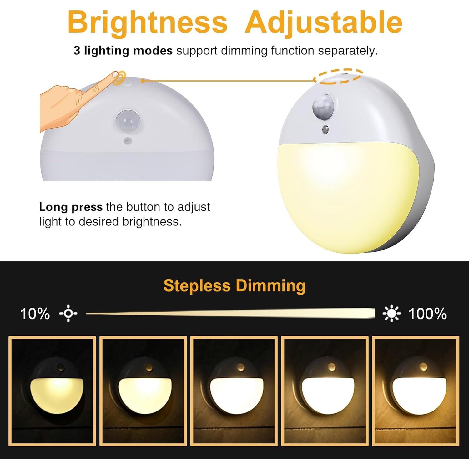 Luces Nocturnas LED YUNLEX con Sensor de Movimiento - 3 Modos