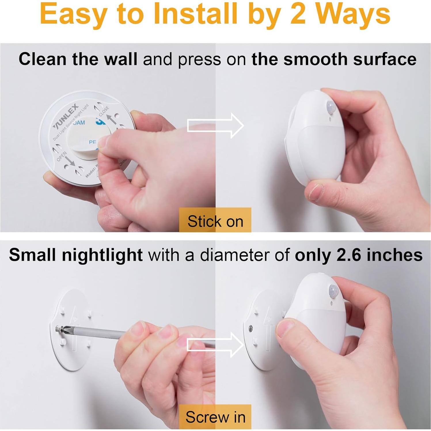 Luces Nocturnas a Batería YUNLEX Ámbar, 3 Modos, Sensor Movimiento