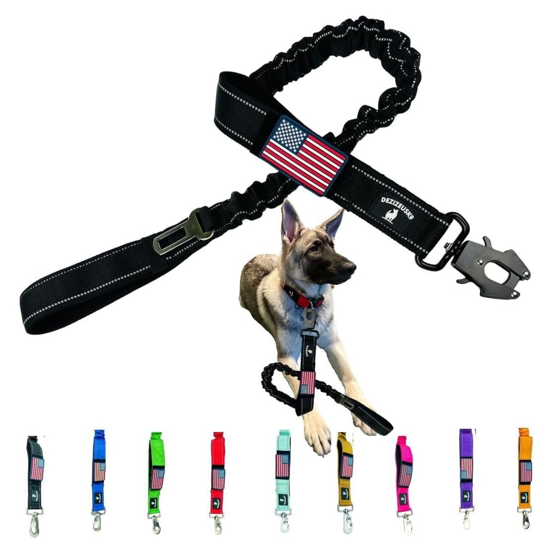 Correa de Perro Bungee DeziZeusK9 Negra 3m Alta Resistencia