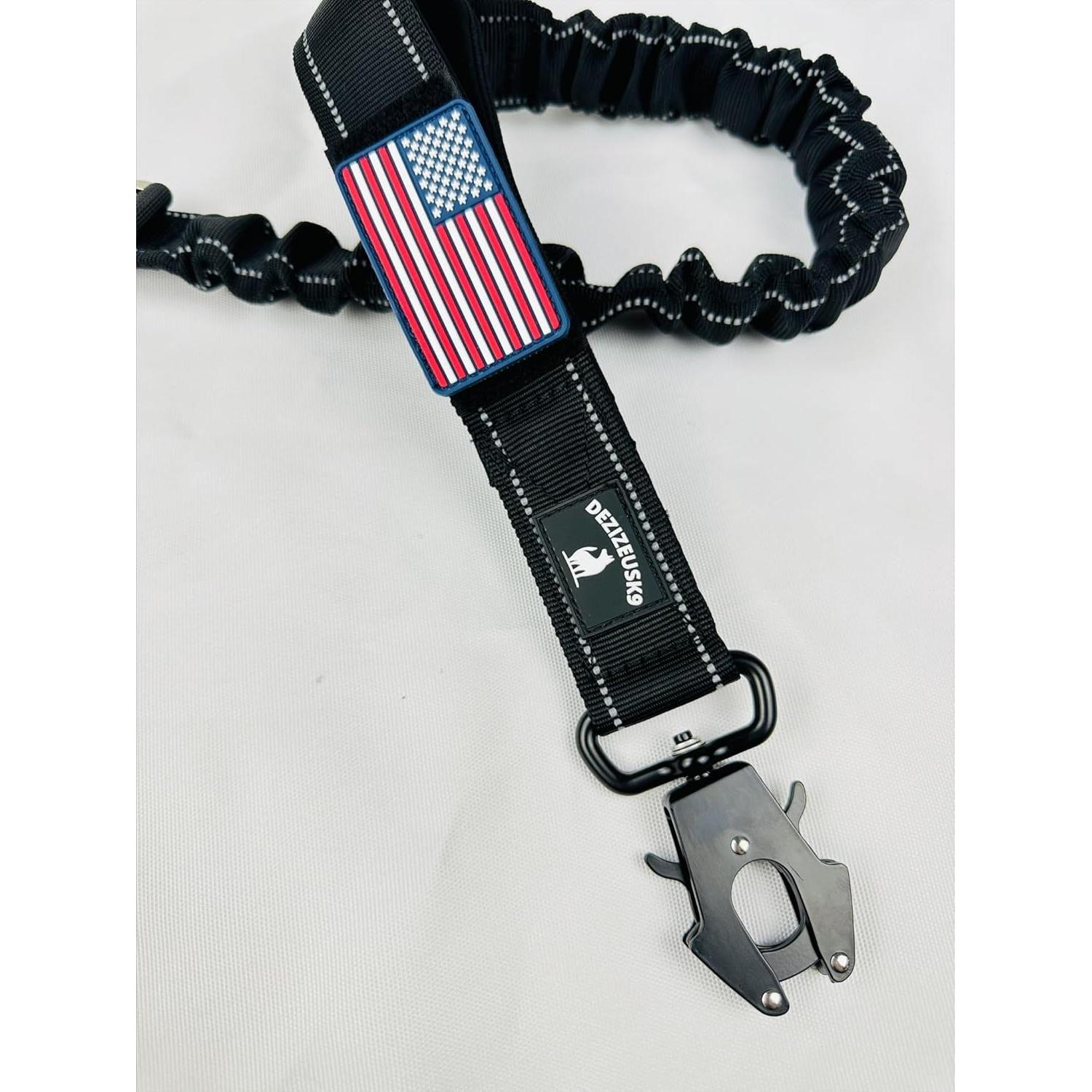 Correa de Perro Bungee DeziZeusK9 Negra 3m Alta Resistencia