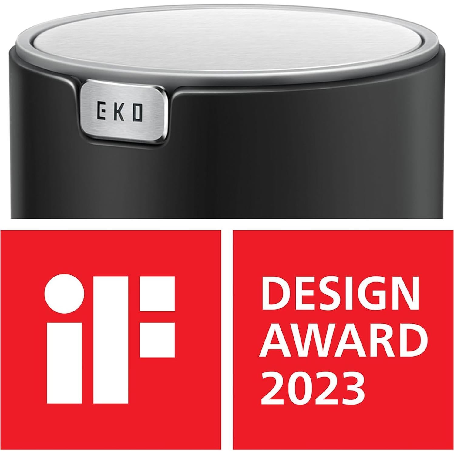 Basurero de Escritorio EKO 1.5L Cilíndrico Negro con Tapa Basculante