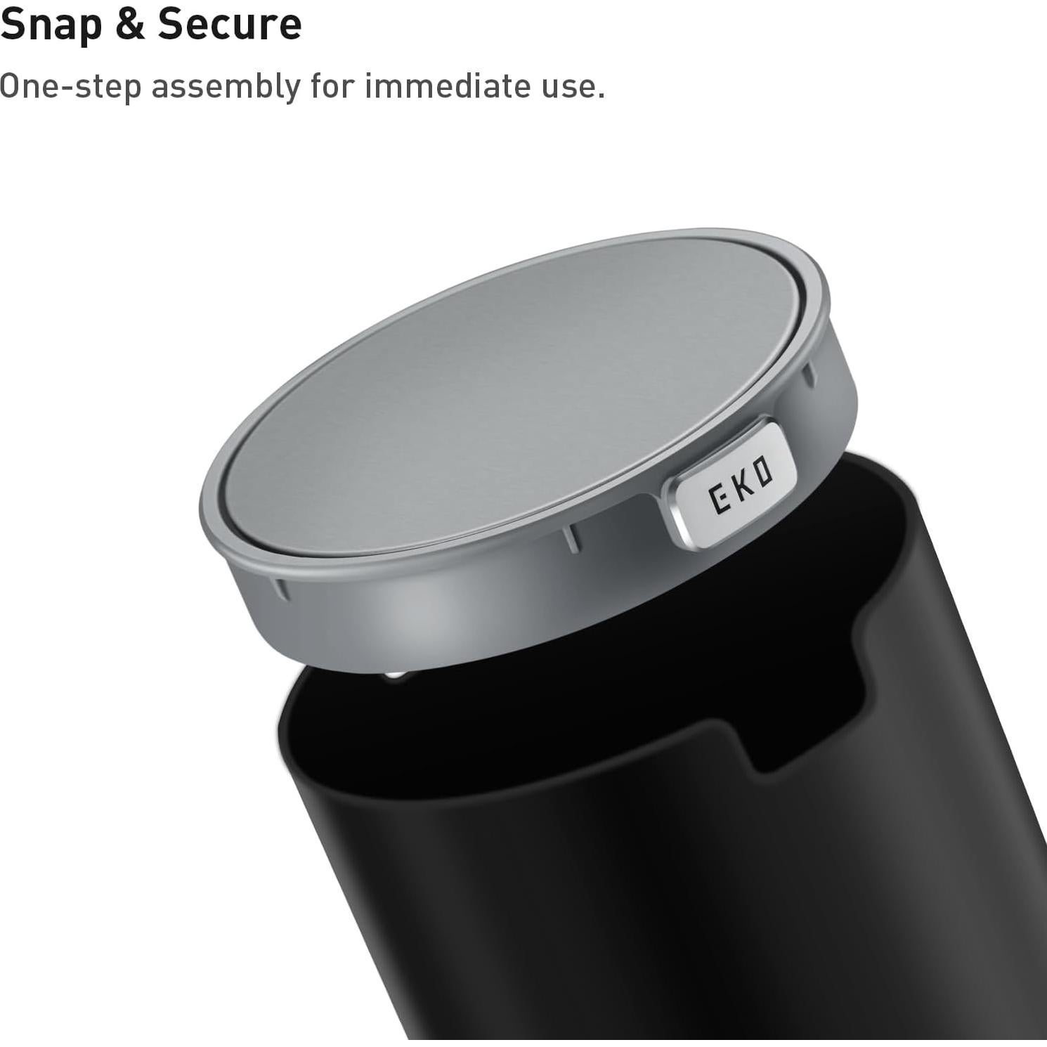 Basurero de Escritorio EKO 1.5L Cilíndrico Negro con Tapa Basculante