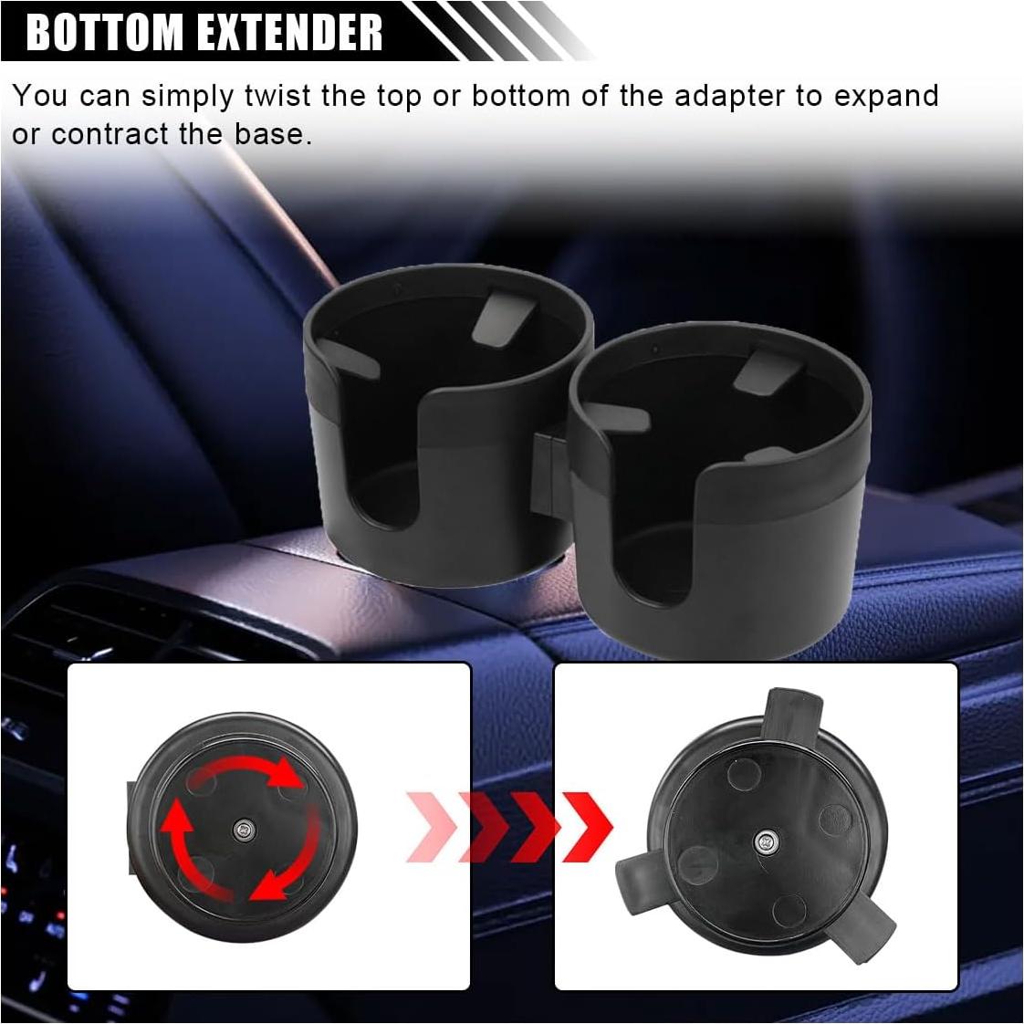 Extensor de soporte para tazas de coche KITUREK 2 en 1 Negro