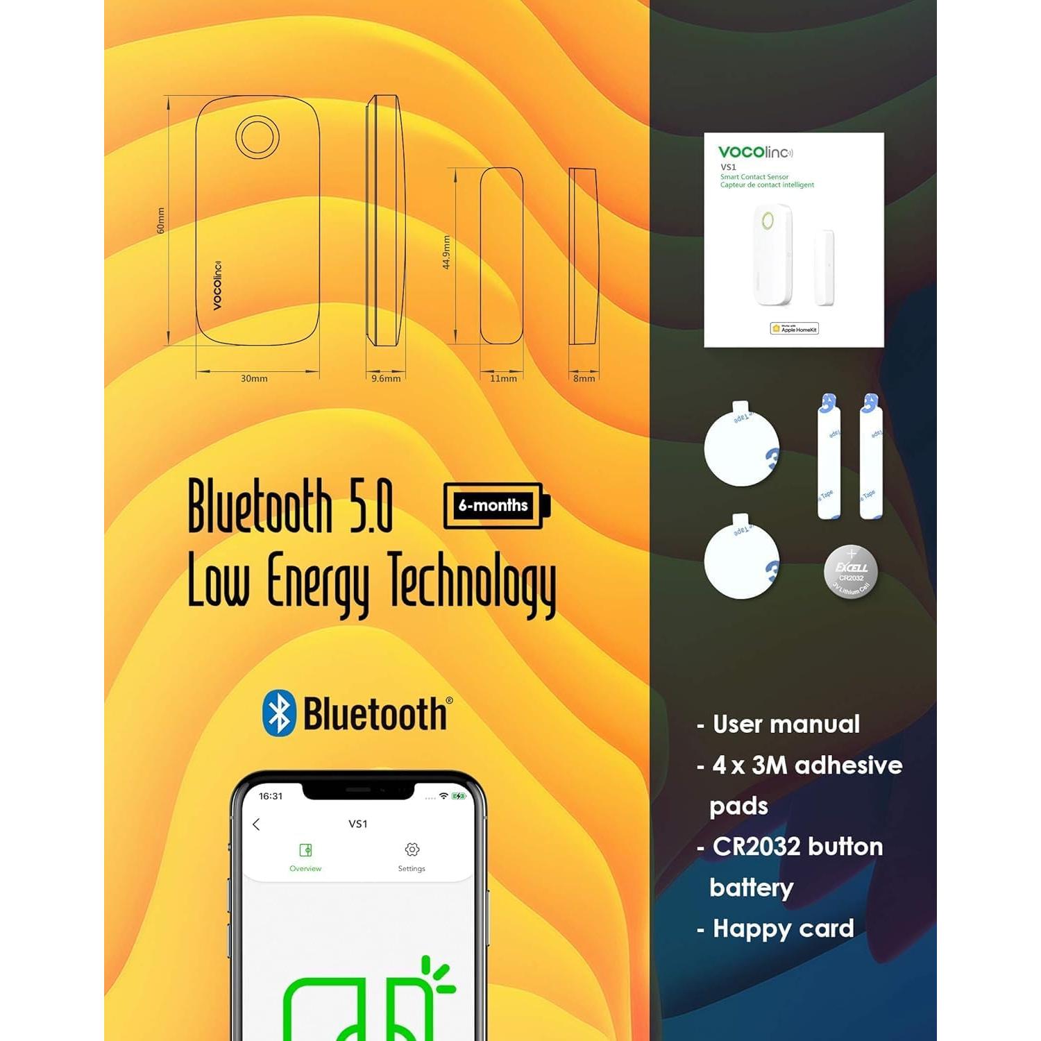 Sensor de Contacto Inalámbrico VOCOlinc VS1 para Alarma de Puerta