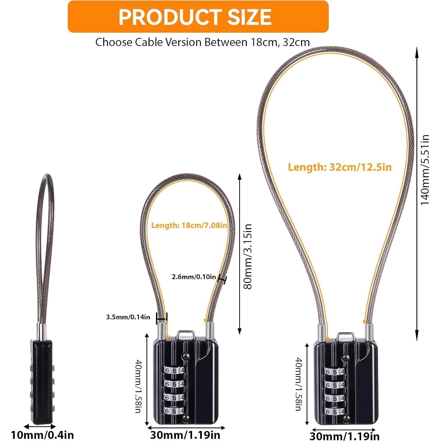 Juego de Candados de Combinación SEPOX 12 Piezas 4 Dígitos