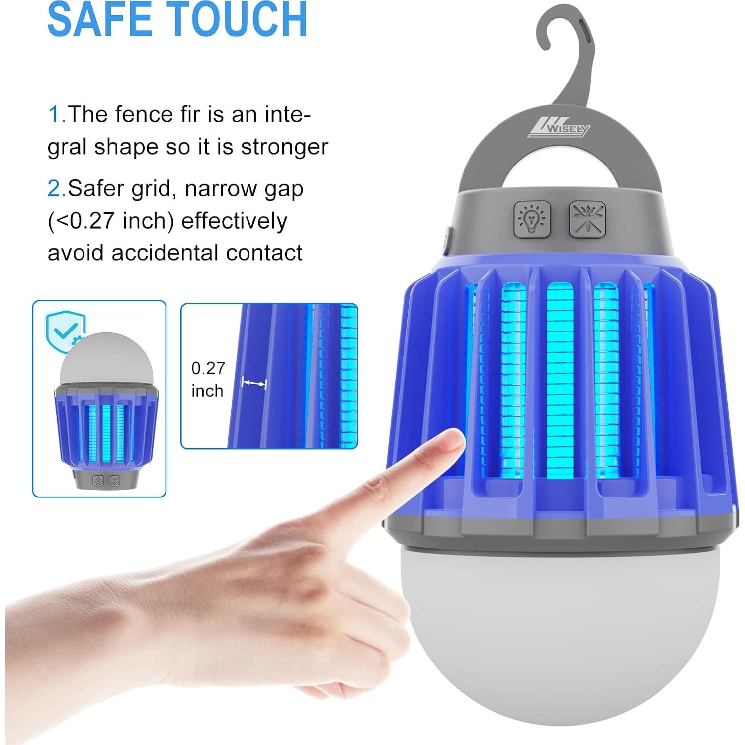 Asesino de Mosquitos Eléctrico Wisely - Paquete de 3, Recargable USB-C