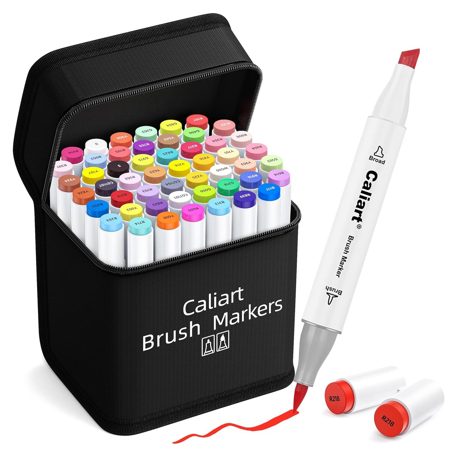 Marcadores de Pincel y Cincel Caliart, 51 Colores Doble Punta