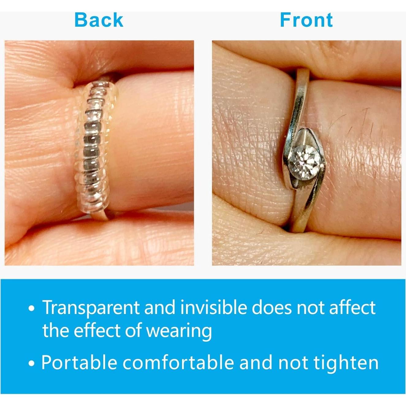 Ring Sizers for Loose Rings - 12 Pack, 4 Sizes - Adjustable Spiral Tightener for Loose Jewelry, Clear Resizer Fit for Women’s Rings