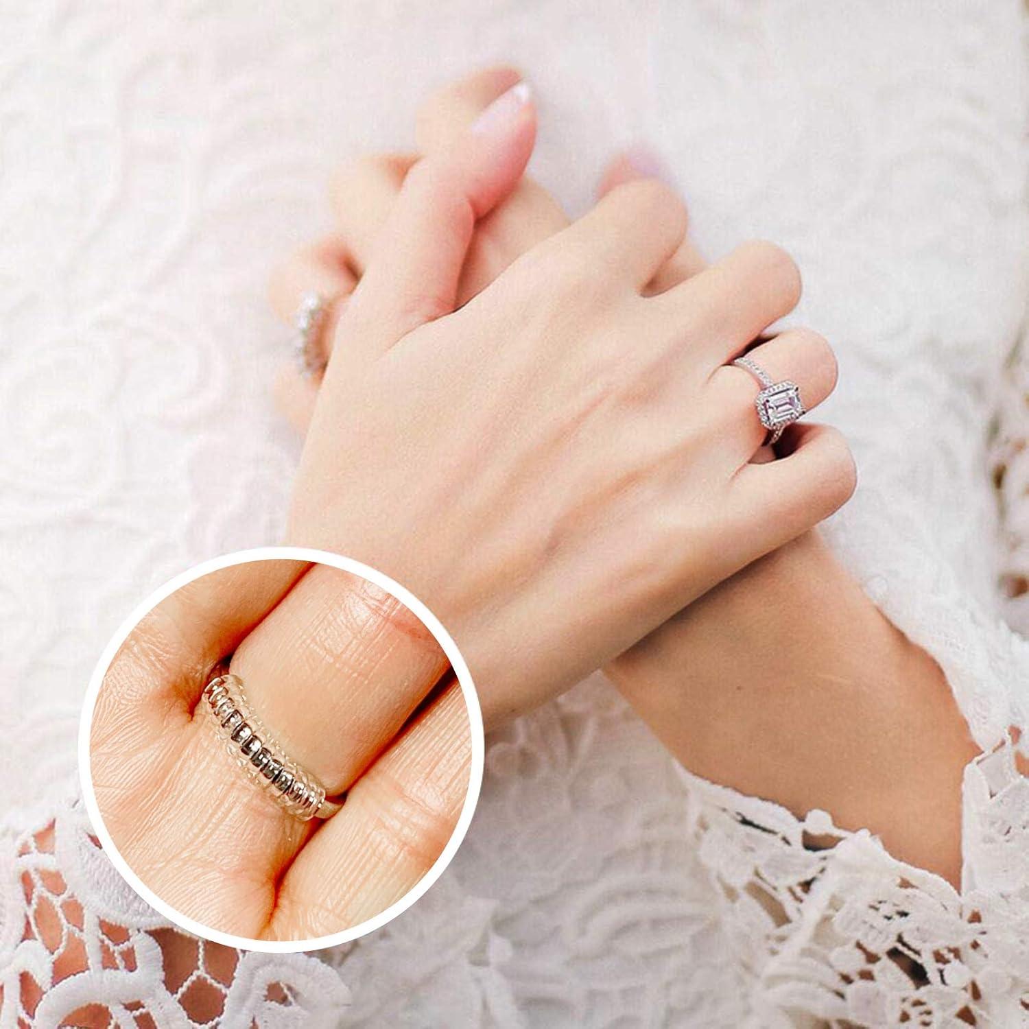 Ring Sizers for Loose Rings - 12 Pack, 4 Sizes - Adjustable Spiral Tightener for Loose Jewelry, Clear Resizer Fit for Women’s Rings