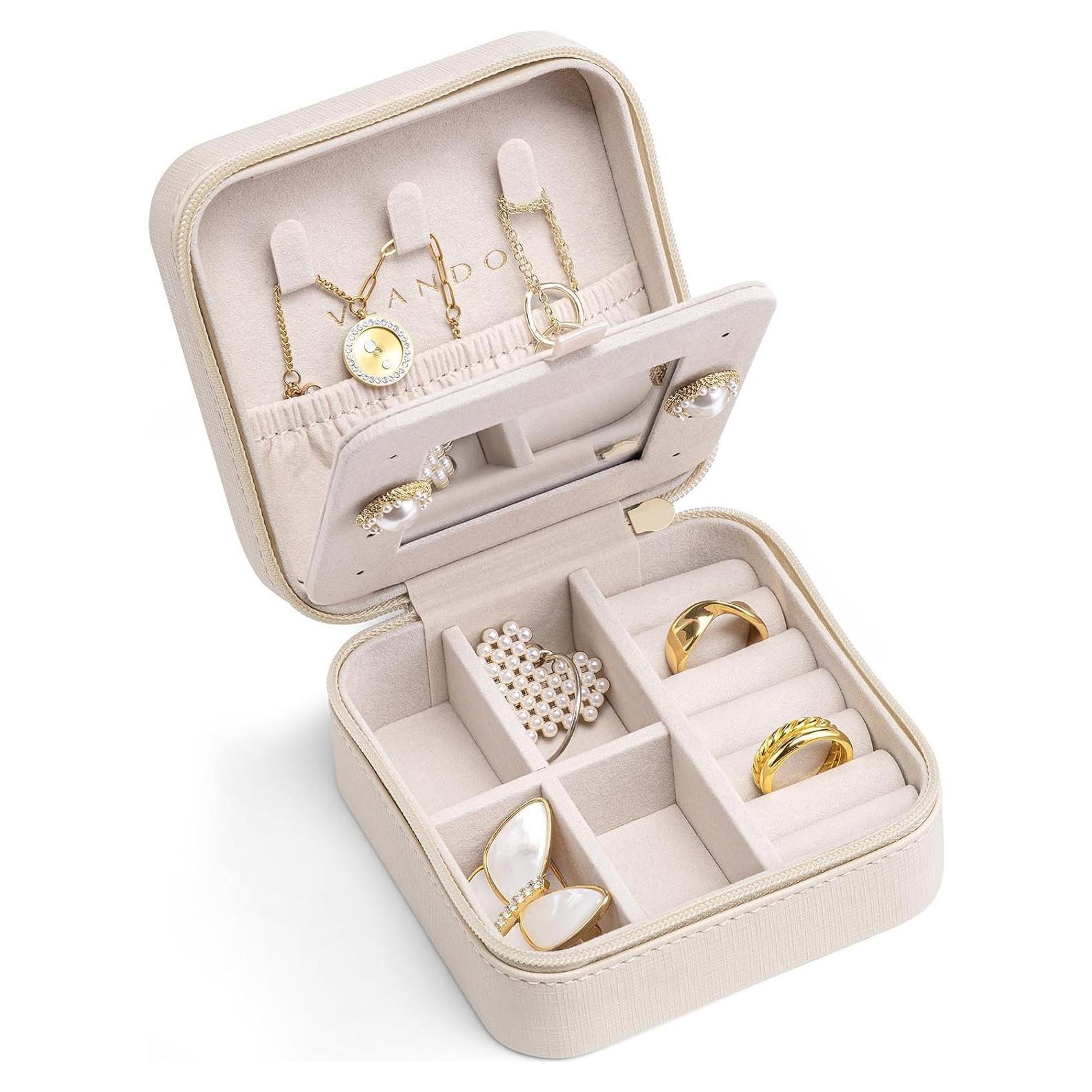 Caja Organizadora de Joyería Vlando Beige Mini 10x10x5 cm