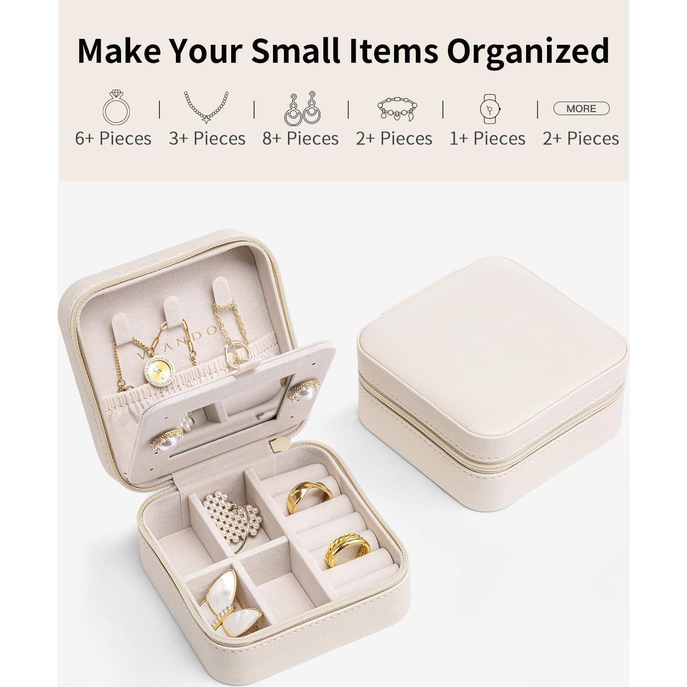 Caja Organizadora de Joyería Vlando Beige Mini 10x10x5 cm