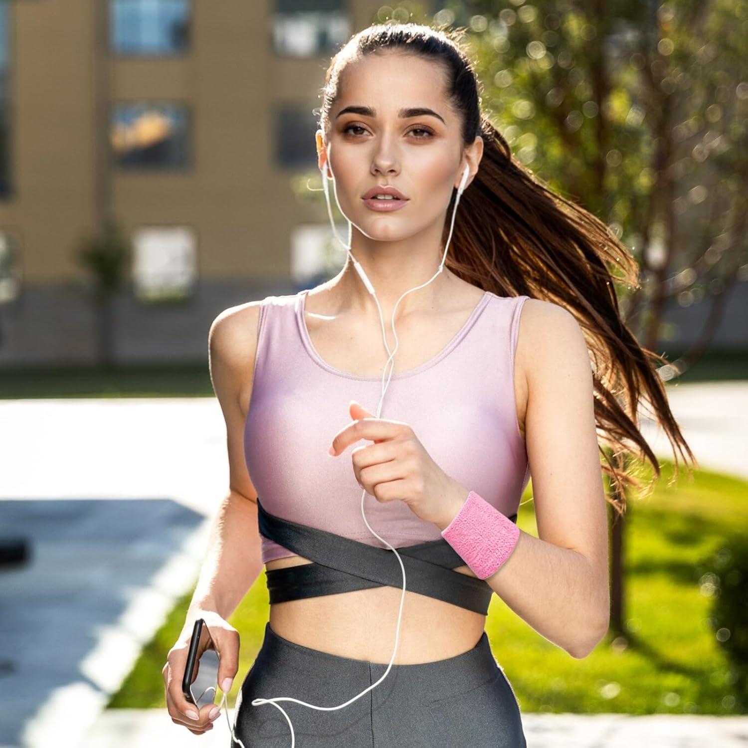 10 Muñequera Absorbente JJUNW Rosa para Multi-Deporte