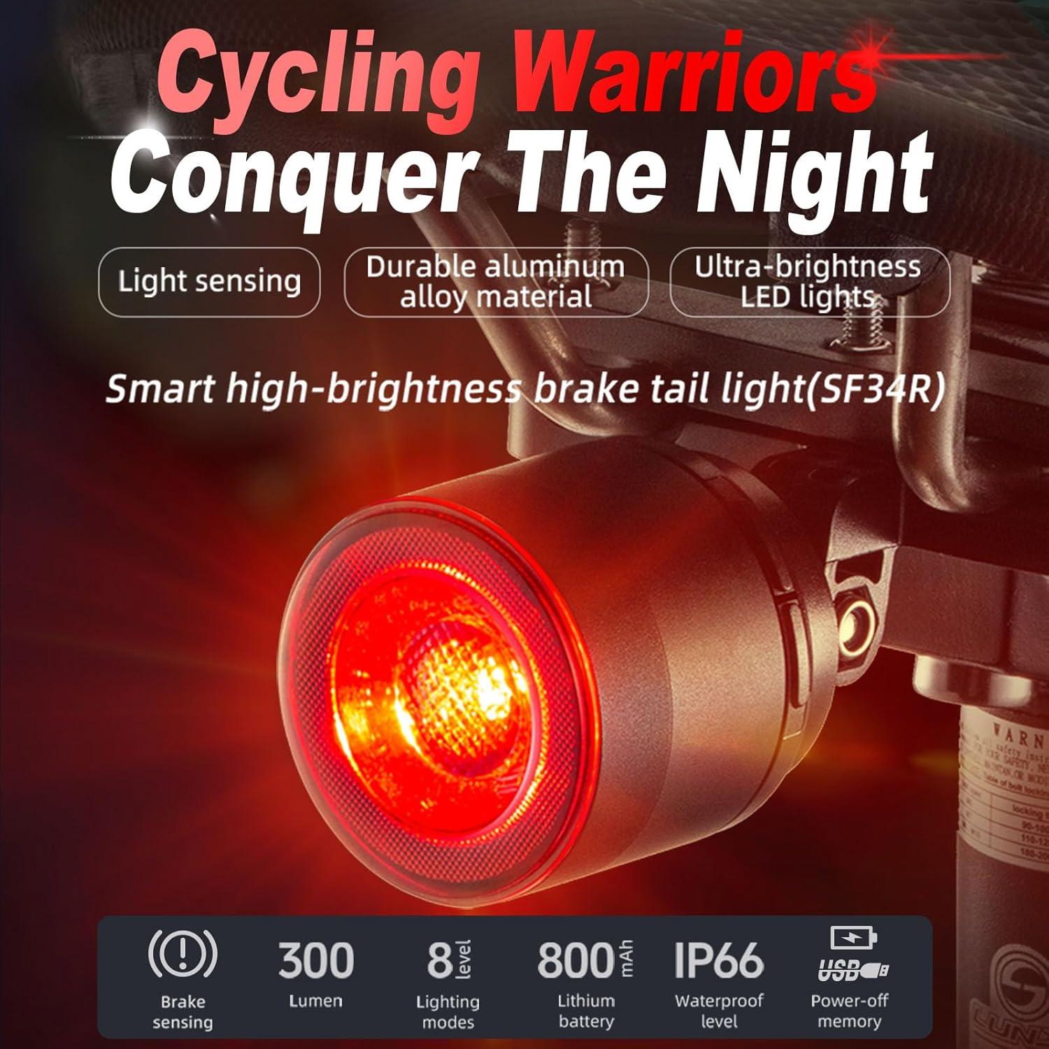 Luz Trasera Inteligente para Bicicleta timfimi KS-SF34R LED USB-C