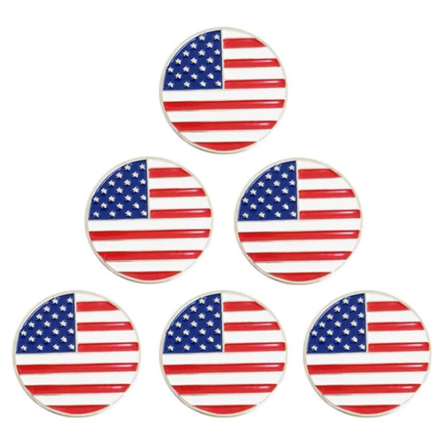 Marcador de Pelota de Golf Myartte 24.4 mm 6 Pcs Bandera Americana